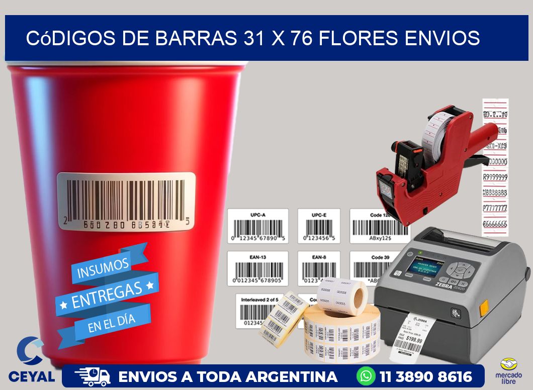 Códigos de Barras 31 x 76 flores envios