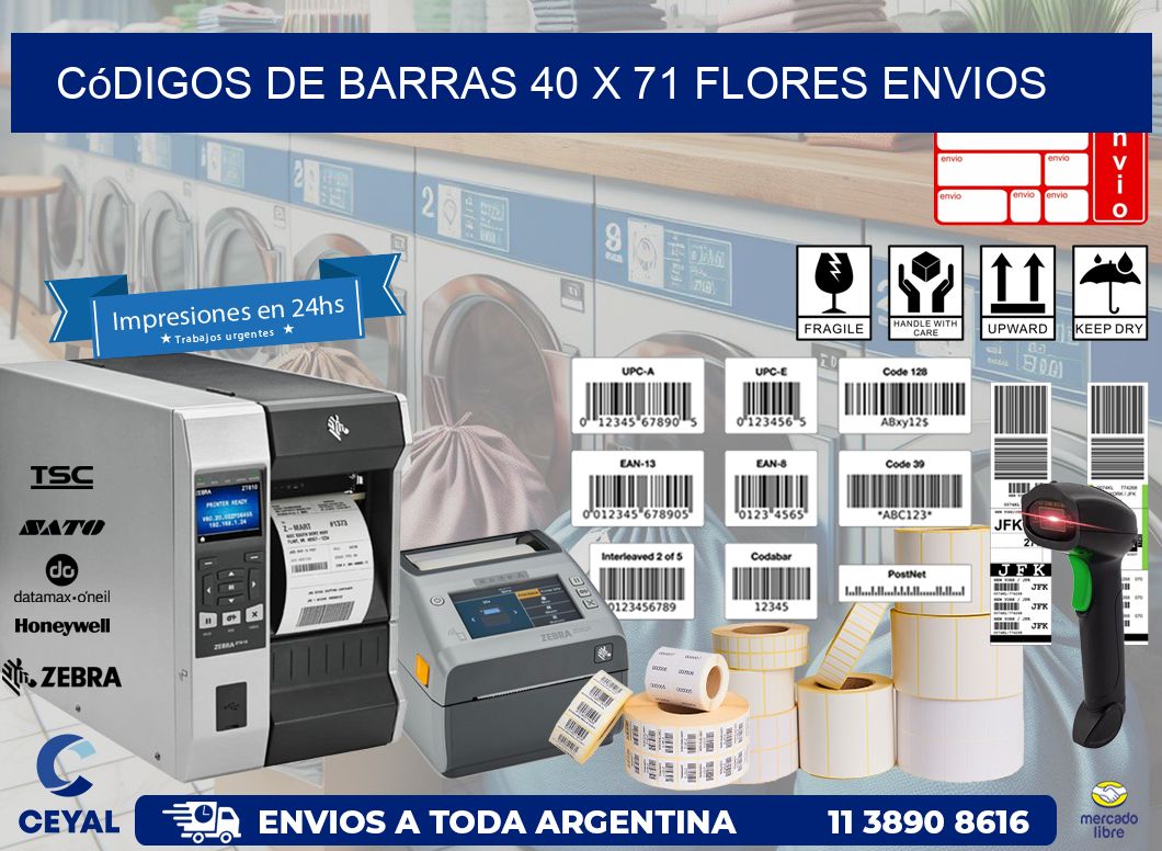 Códigos de Barras 40 x 71 flores envios