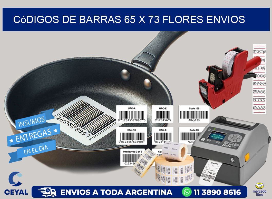 Códigos de Barras 65 x 73 flores envios