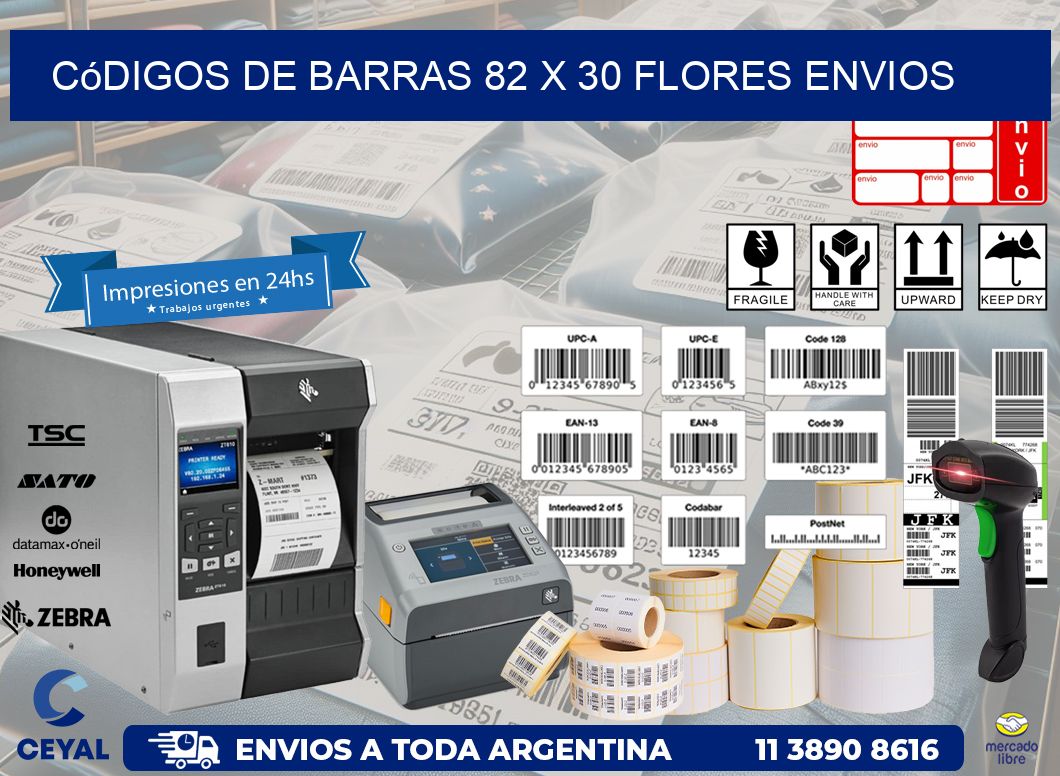 Códigos de Barras 82 x 30 flores envios