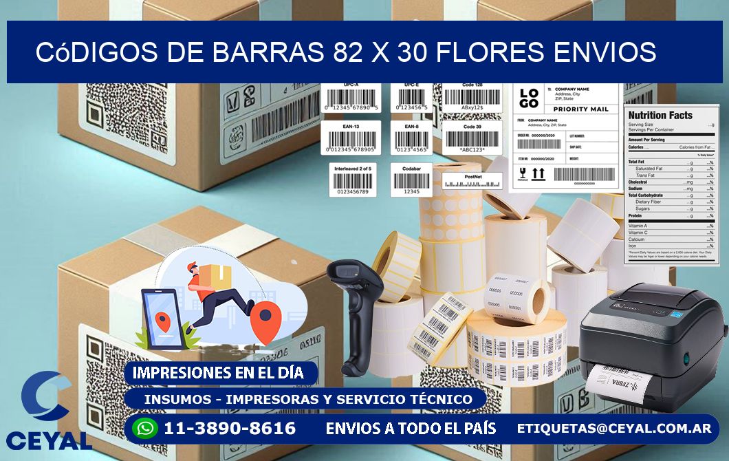 Códigos de Barras 82 x 30 flores envios