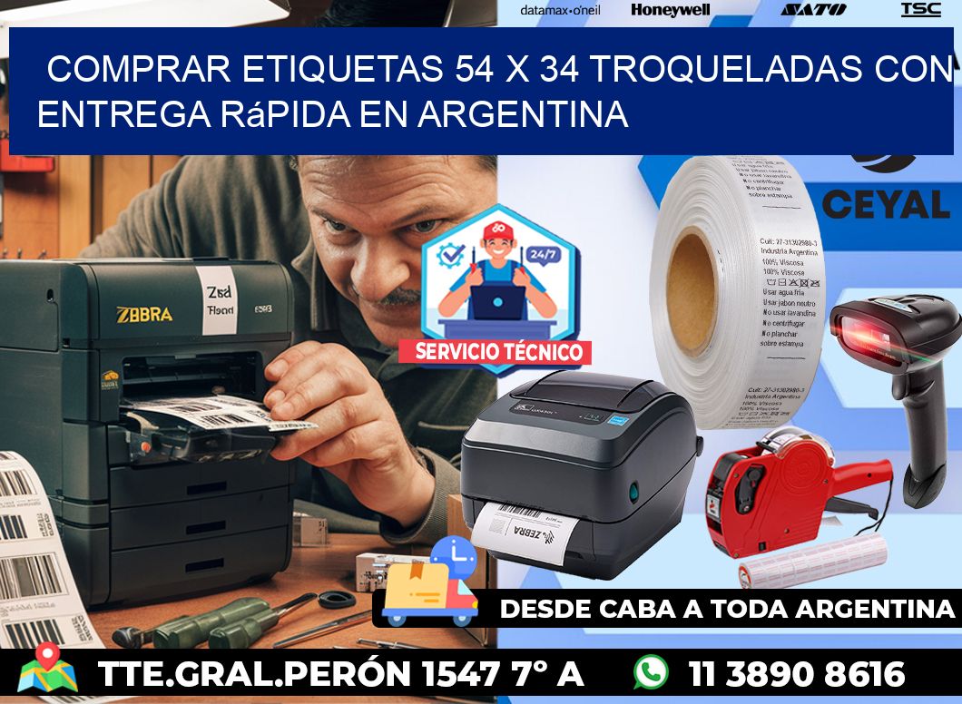 Comprar etiquetas 54 x 34 troqueladas con entrega rápida en Argentina