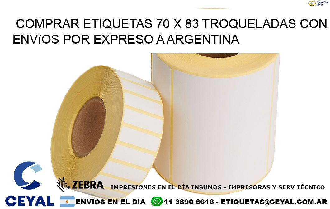 Comprar etiquetas 70 x 83 troqueladas con envíos por expreso a Argentina