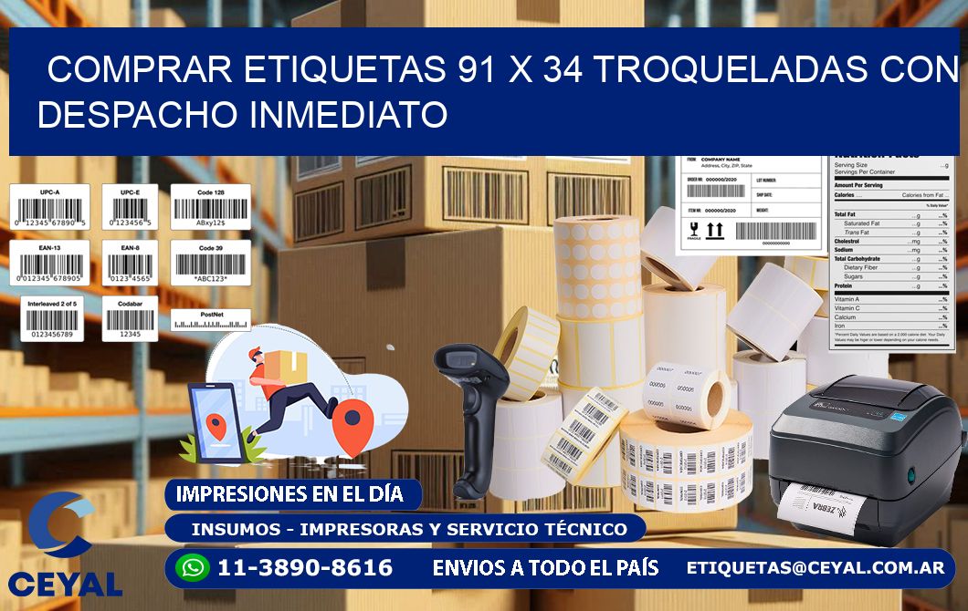 Comprar etiquetas 91 x 34 troqueladas con despacho inmediato