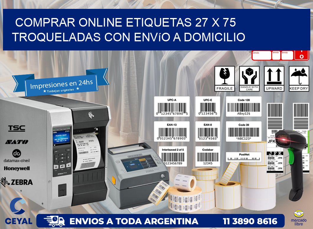 Comprar online etiquetas 27 x 75 troqueladas con envío a domicilio