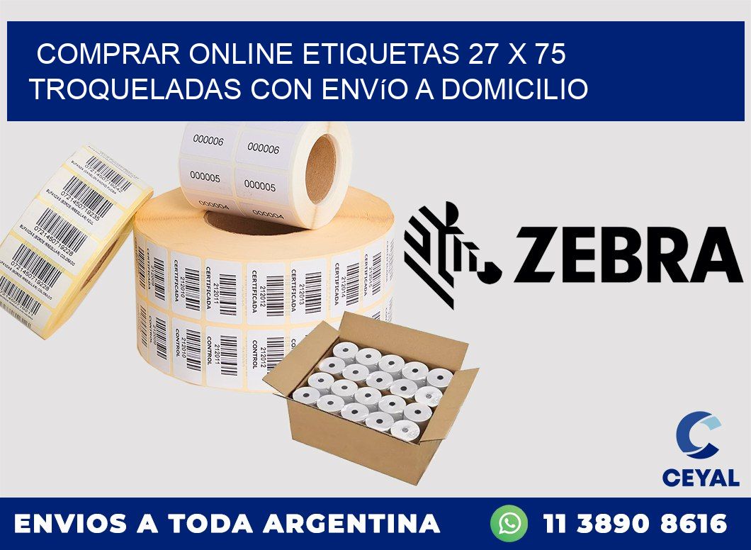 Comprar online etiquetas 27 x 75 troqueladas con envío a domicilio