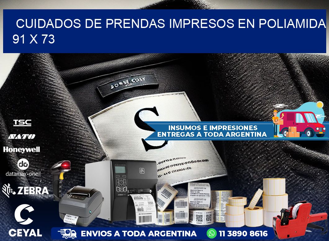 Cuidados de prendas impresos en poliamida  91 x 73