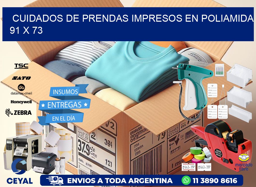 Cuidados de prendas impresos en poliamida  91 x 73