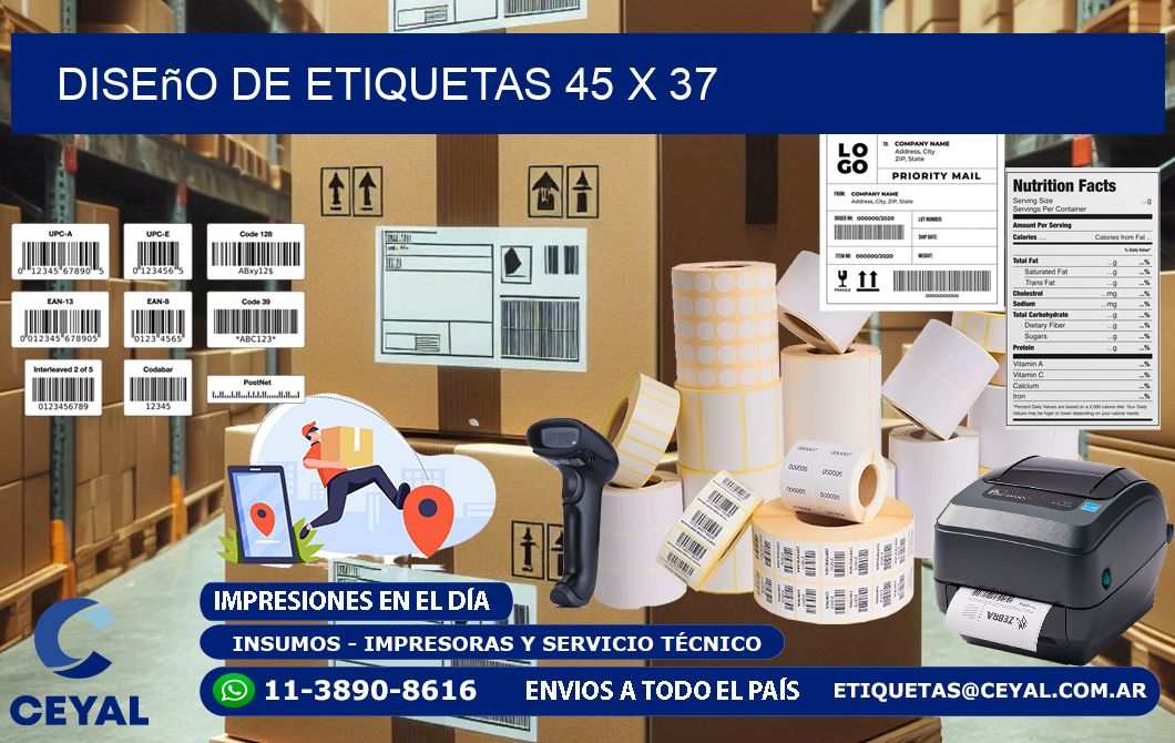 Diseño de etiquetas 45 x 37