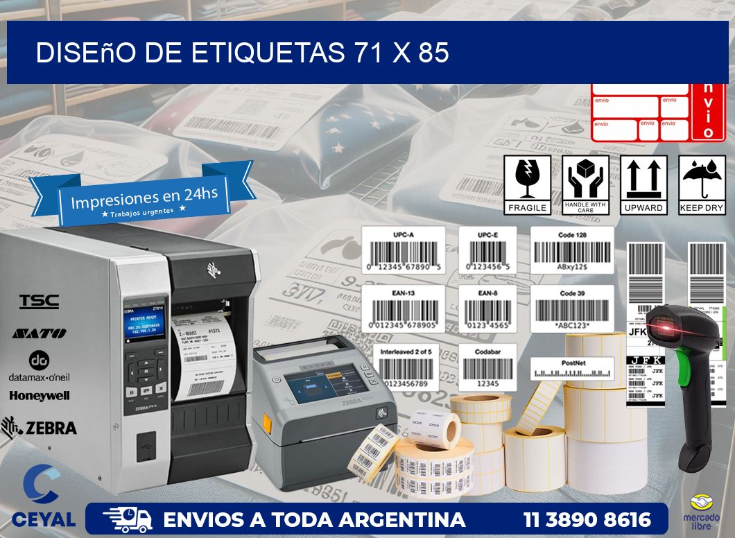 Diseño de etiquetas 71 x 85