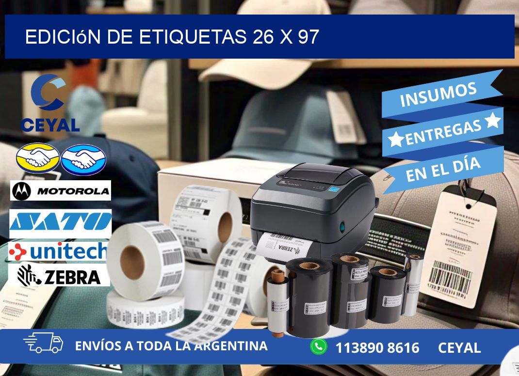 Edición de etiquetas 26 x 97