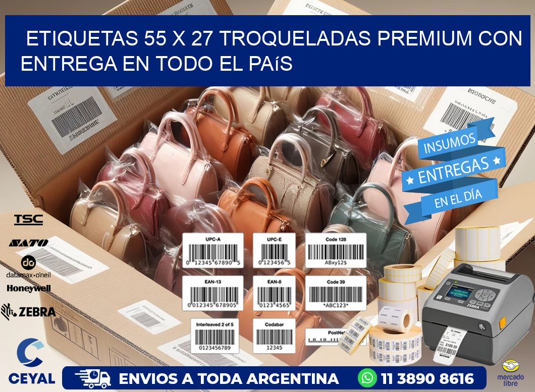 Etiquetas 55 x 27 troqueladas premium con entrega en todo el país