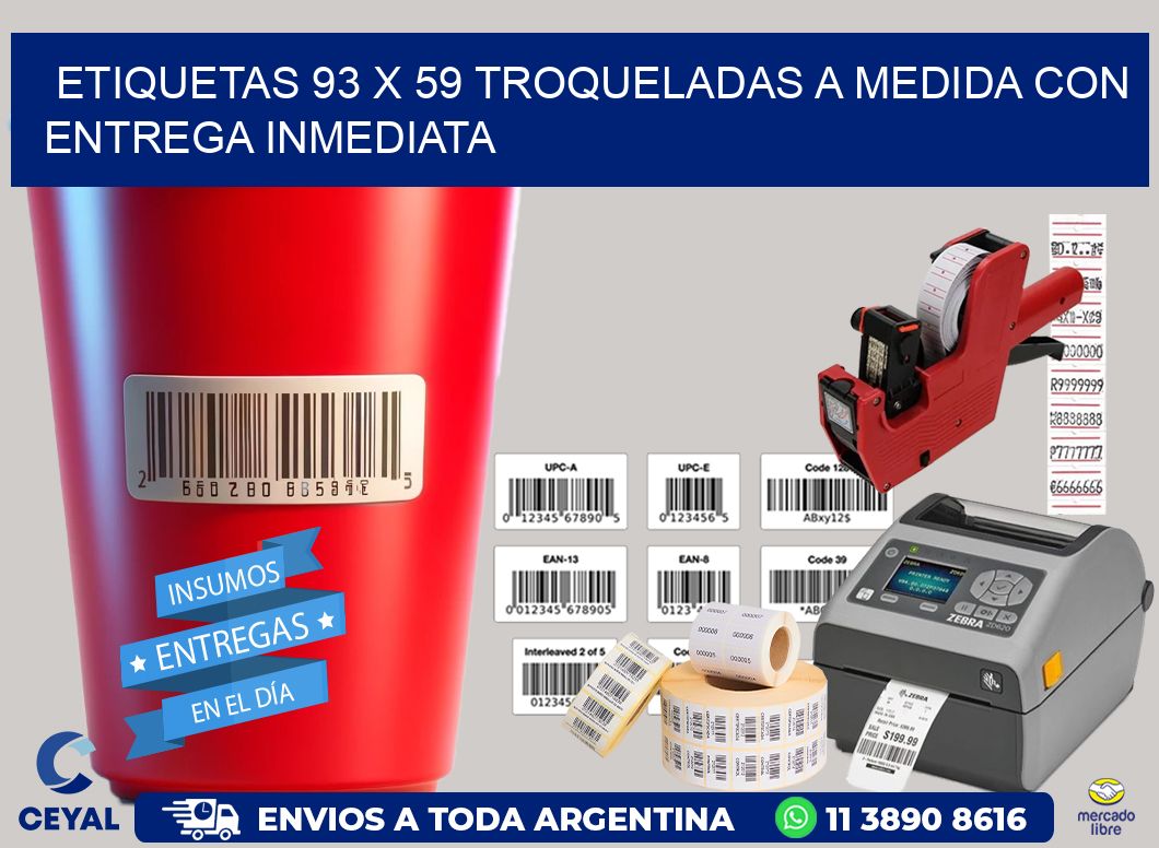 Etiquetas 93 x 59 troqueladas a medida con entrega inmediata