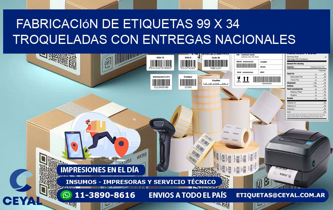 Fabricación de etiquetas 99 x 34 troqueladas con entregas nacionales