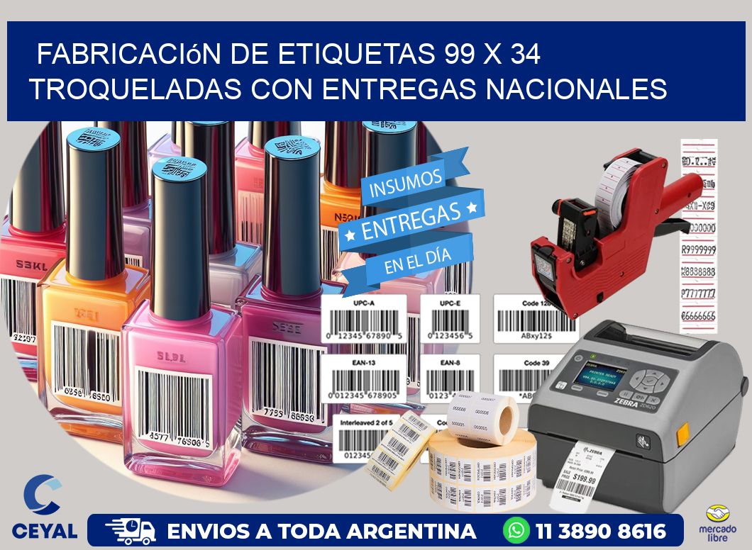Fabricación de etiquetas 99 x 34 troqueladas con entregas nacionales
