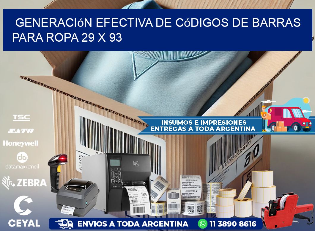 Generación Efectiva de Códigos de Barras para Ropa 29 x 93