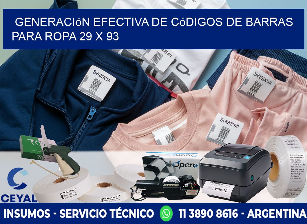 Generación Efectiva de Códigos de Barras para Ropa 29 x 93
