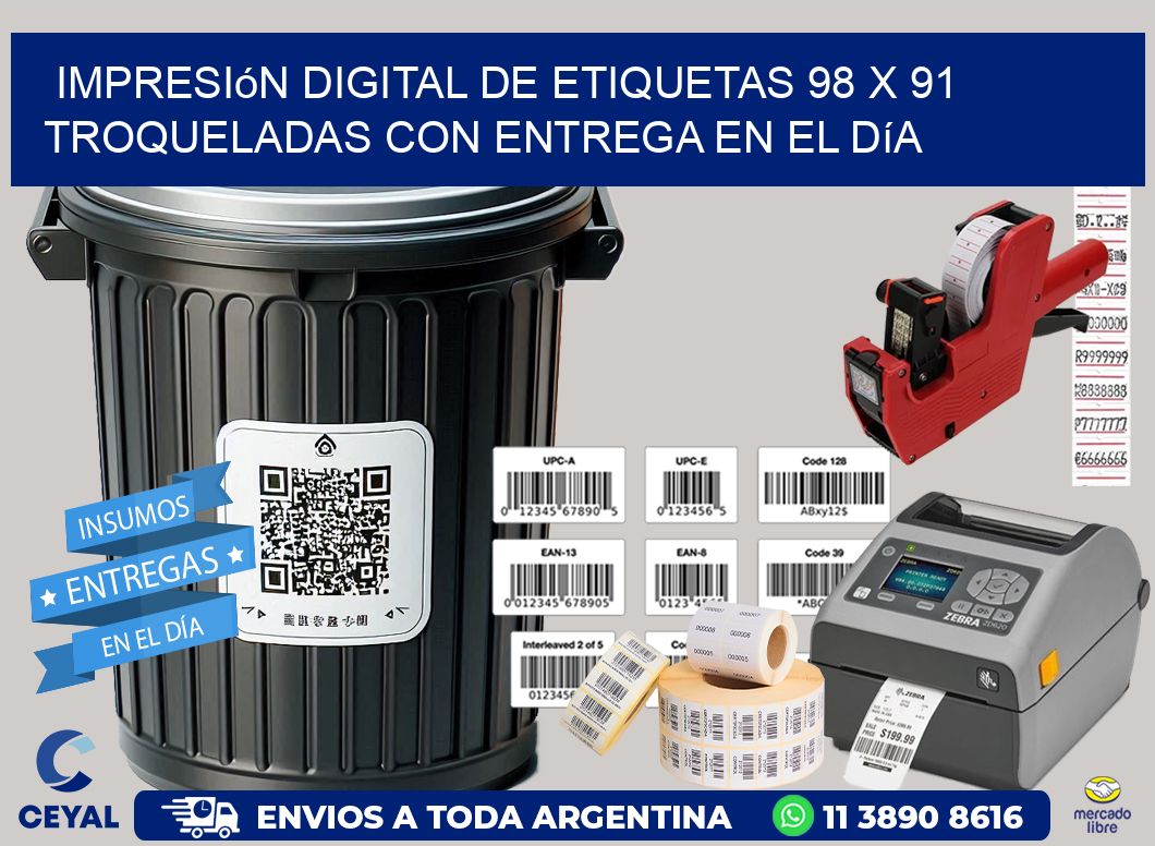 Impresión digital de etiquetas 98 x 91 troqueladas con entrega en el día
