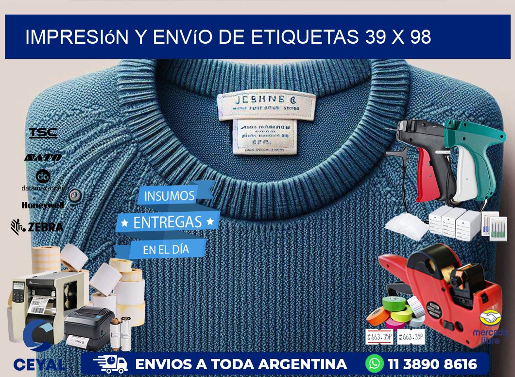 Impresión y envío de etiquetas 39 x 98