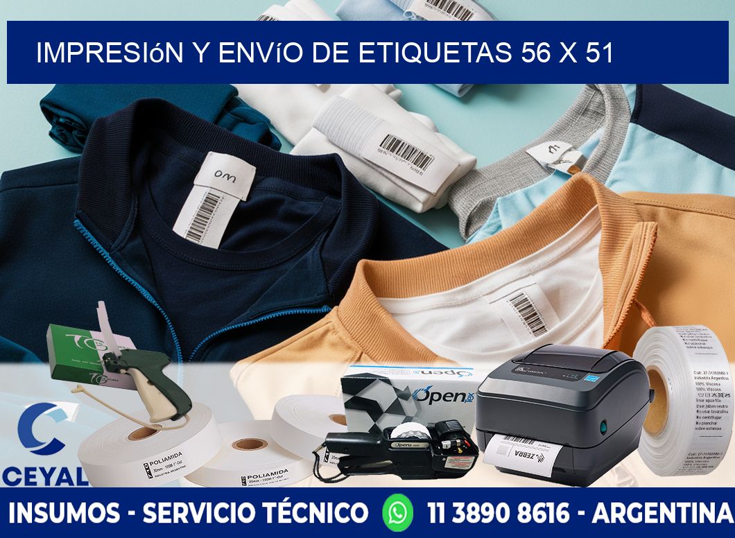 Impresión y envío de etiquetas 56 x 51
