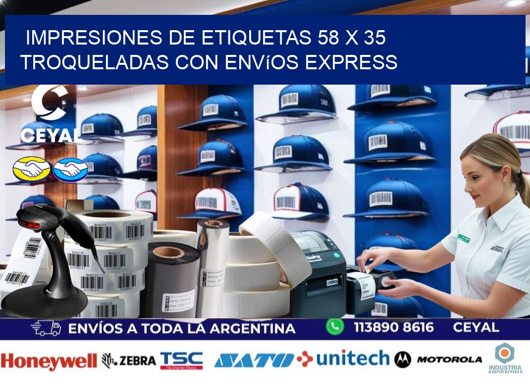 Impresiones de etiquetas 58 x 35 troqueladas con envíos express