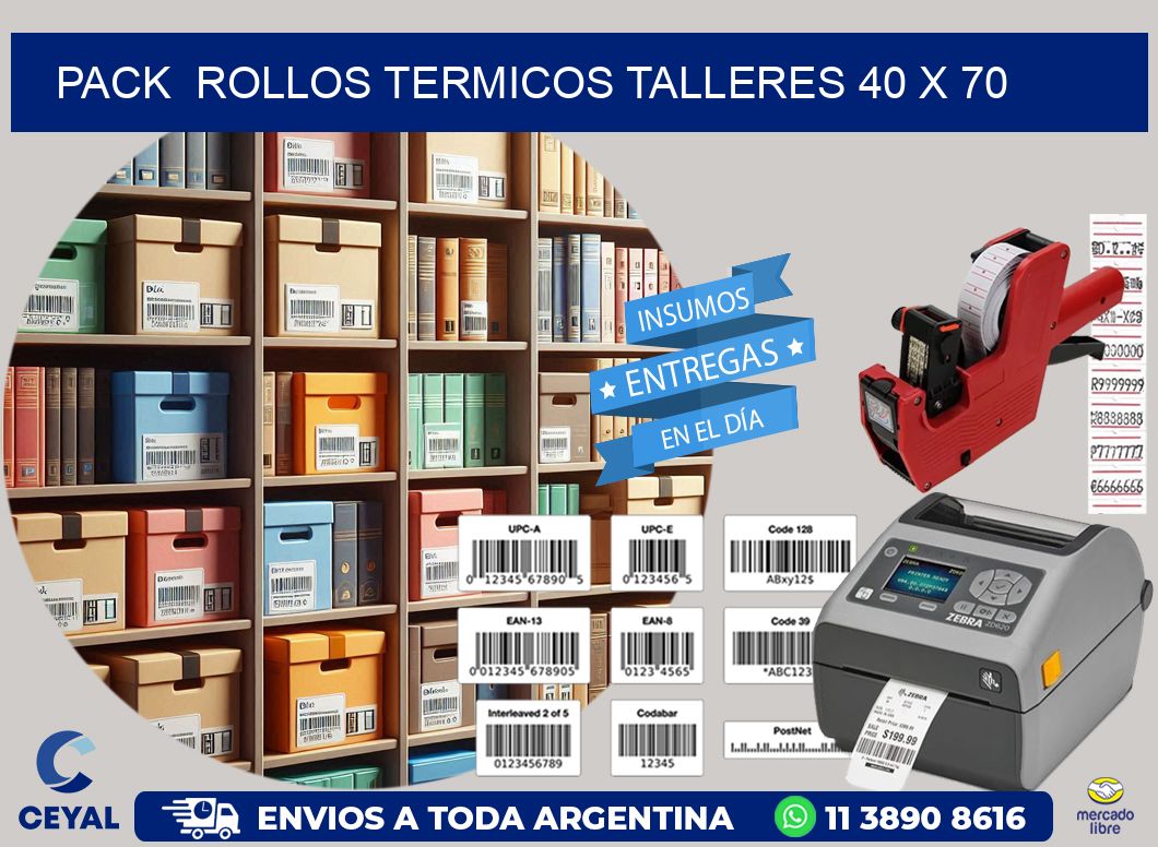 Pack  ROLLOS TERMICOS TALLERES 40 x 70