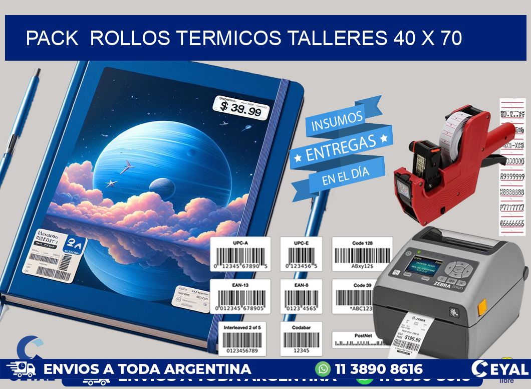 Pack  ROLLOS TERMICOS TALLERES 40 x 70