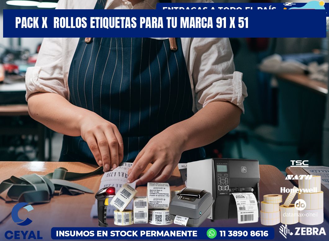 Pack X  Rollos Etiquetas para tu marca 91 x 51
