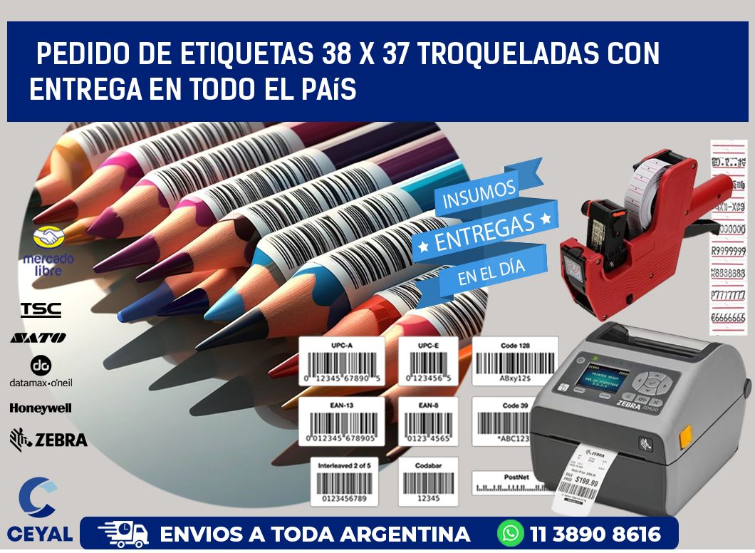Pedido de etiquetas 38 x 37 troqueladas con entrega en todo el país