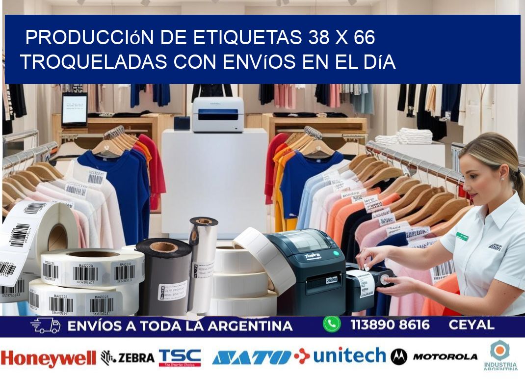 Producción de etiquetas 38 x 66 troqueladas con envíos en el día