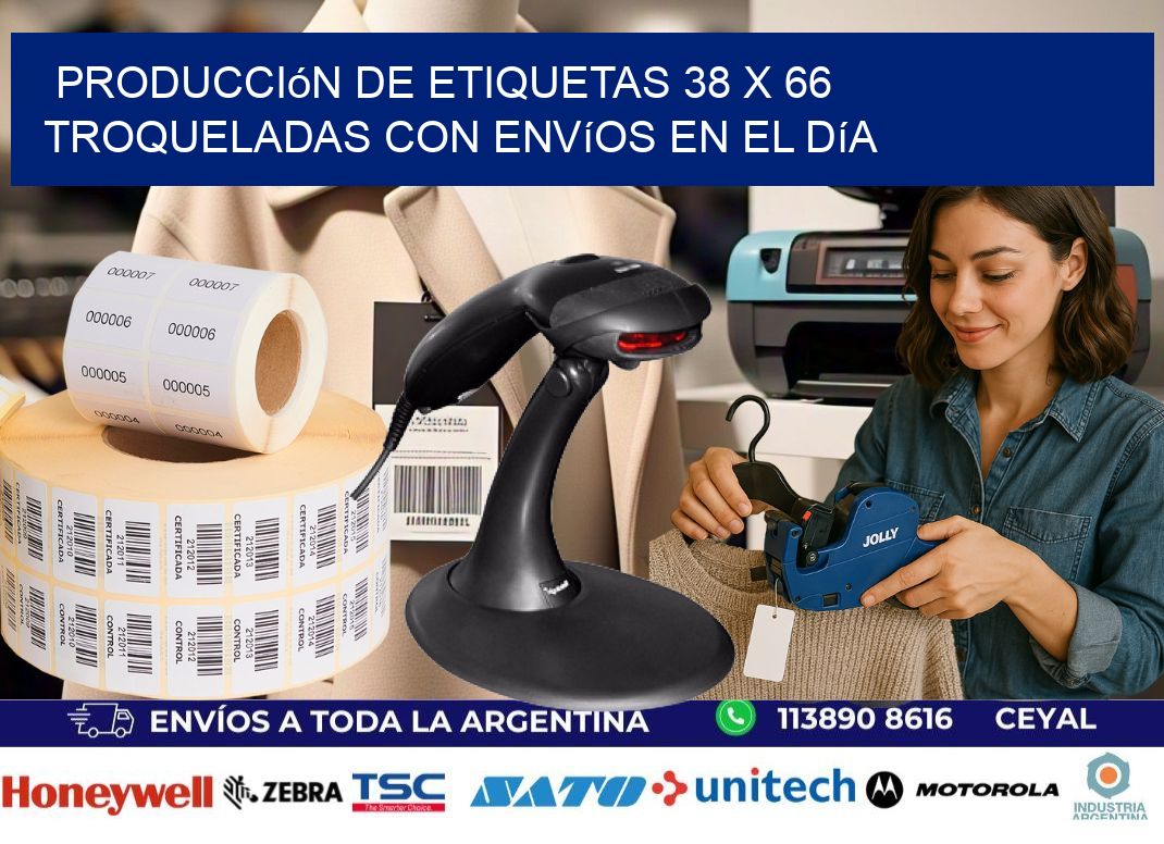 Producción de etiquetas 38 x 66 troqueladas con envíos en el día