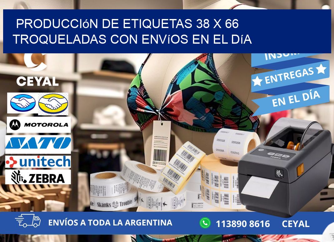 Producción de etiquetas 38 x 66 troqueladas con envíos en el día
