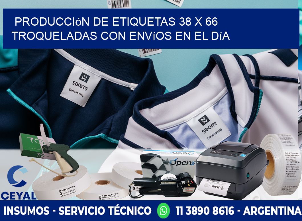 Producción de etiquetas 38 x 66 troqueladas con envíos en el día
