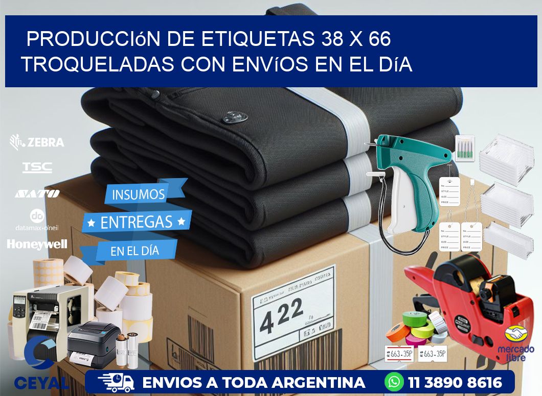 Producción de etiquetas 38 x 66 troqueladas con envíos en el día