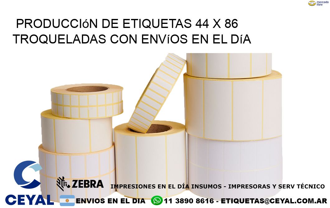 Producción de etiquetas 44 x 86 troqueladas con envíos en el día
