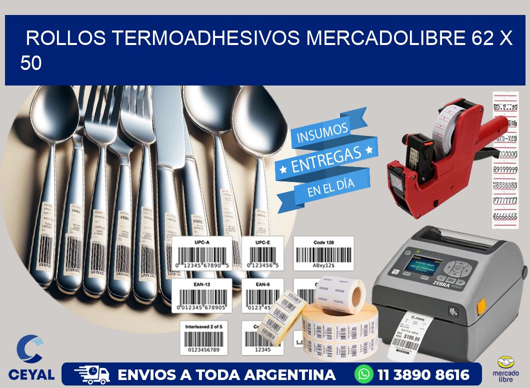 ROLLOS TERMOADHESIVOS MERCADOLIBRE 62 x 50