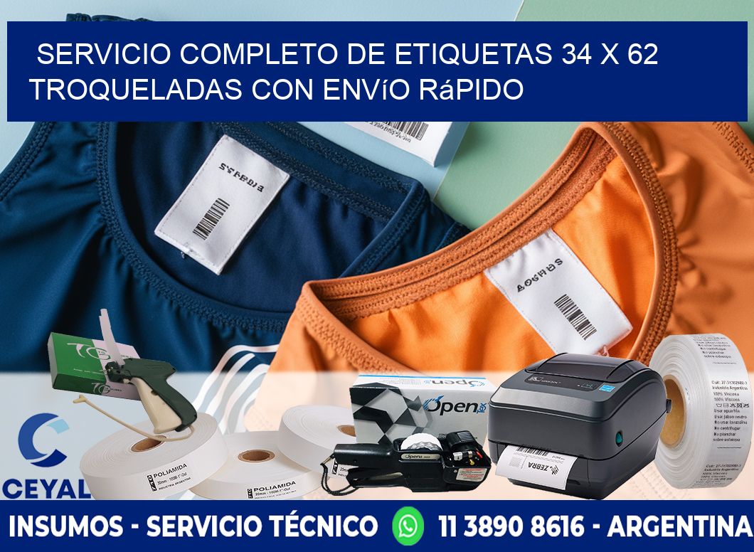 Servicio completo de etiquetas 34 x 62 troqueladas con envío rápido