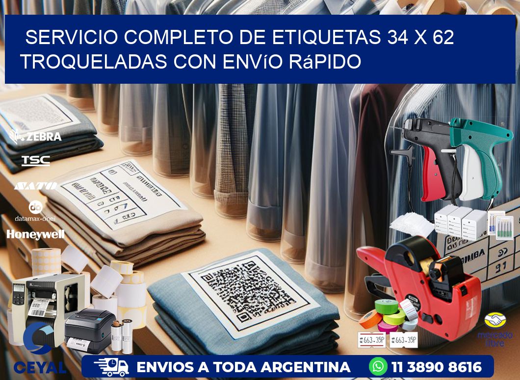 Servicio completo de etiquetas 34 x 62 troqueladas con envío rápido