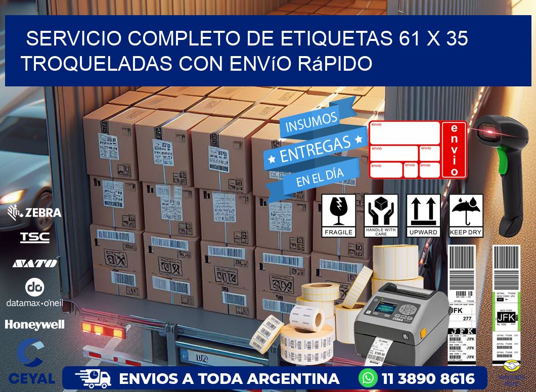 Servicio completo de etiquetas 61 x 35 troqueladas con envío rápido