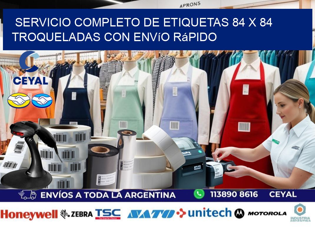Servicio completo de etiquetas 84 x 84 troqueladas con envío rápido