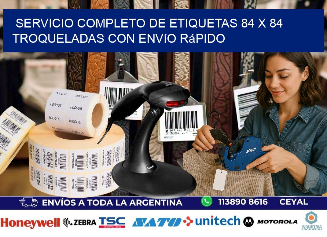 Servicio completo de etiquetas 84 x 84 troqueladas con envío rápido