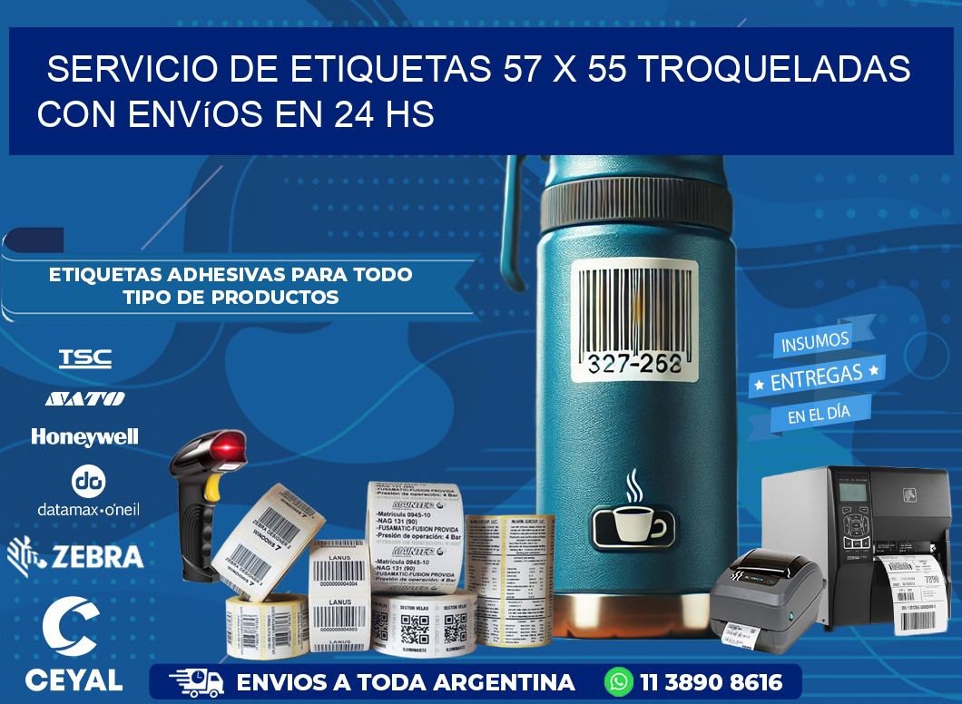 Servicio de etiquetas 57 x 55 troqueladas con envíos en 24 hs