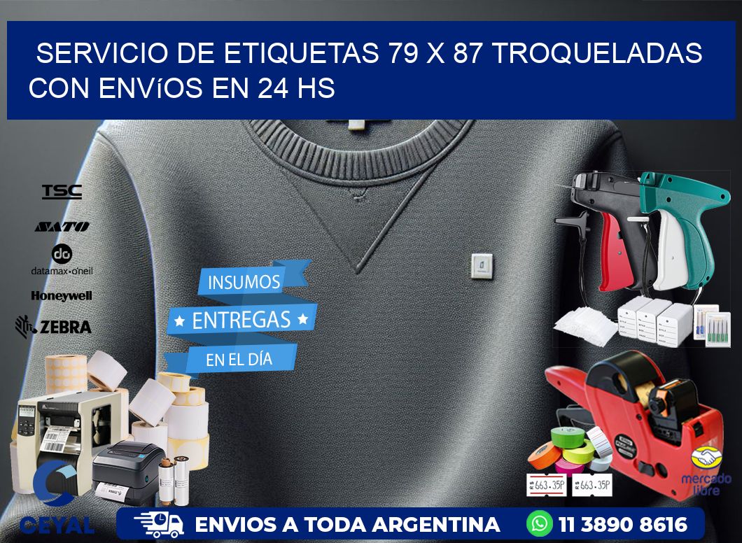 Servicio de etiquetas 79 x 87 troqueladas con envíos en 24 hs