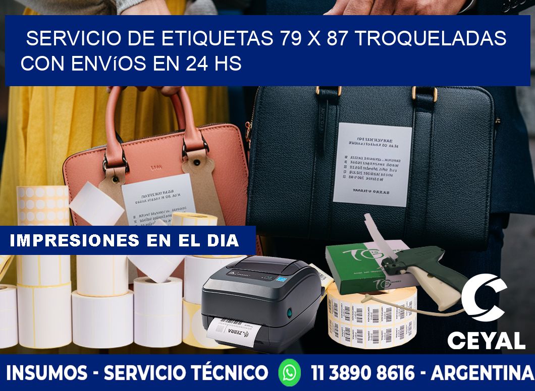 Servicio de etiquetas 79 x 87 troqueladas con envíos en 24 hs