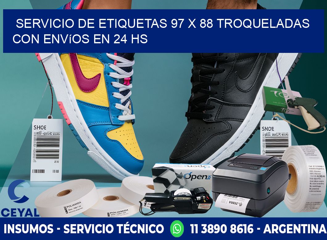 Servicio de etiquetas 97 x 88 troqueladas con envíos en 24 hs