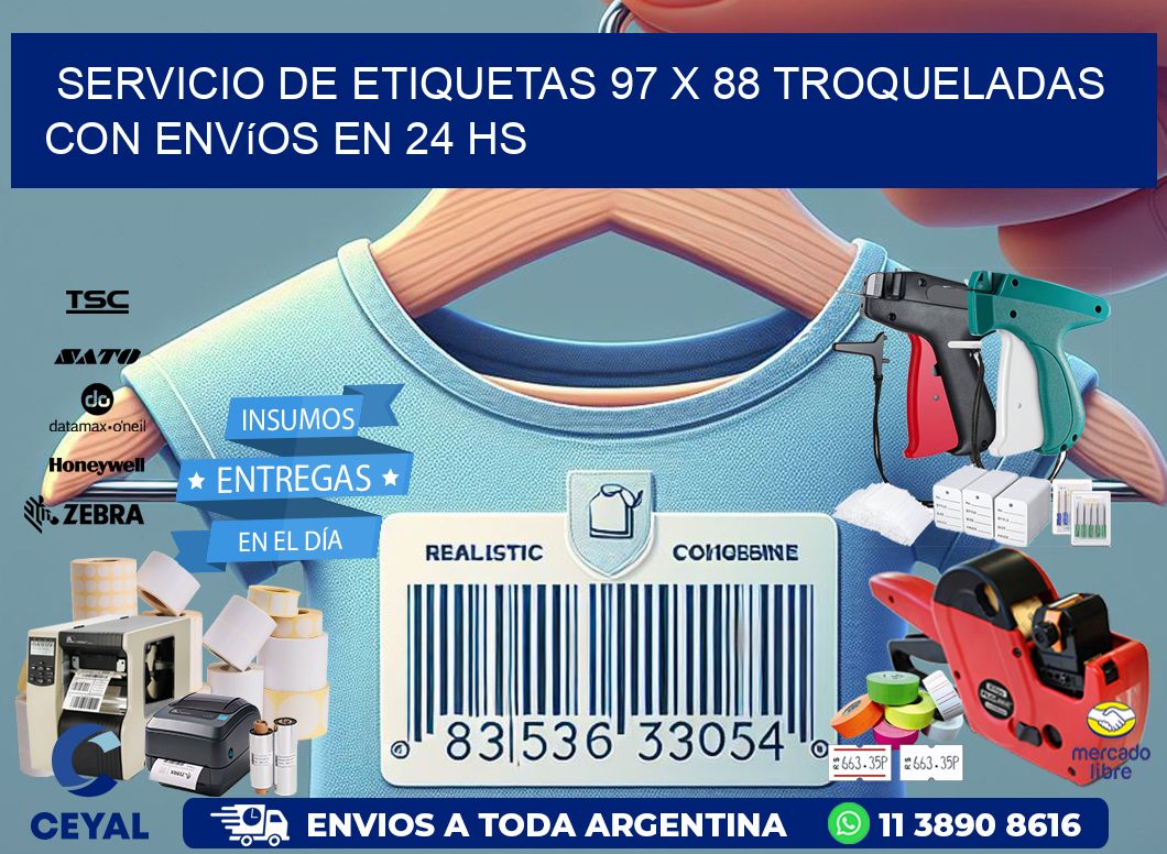 Servicio de etiquetas 97 x 88 troqueladas con envíos en 24 hs
