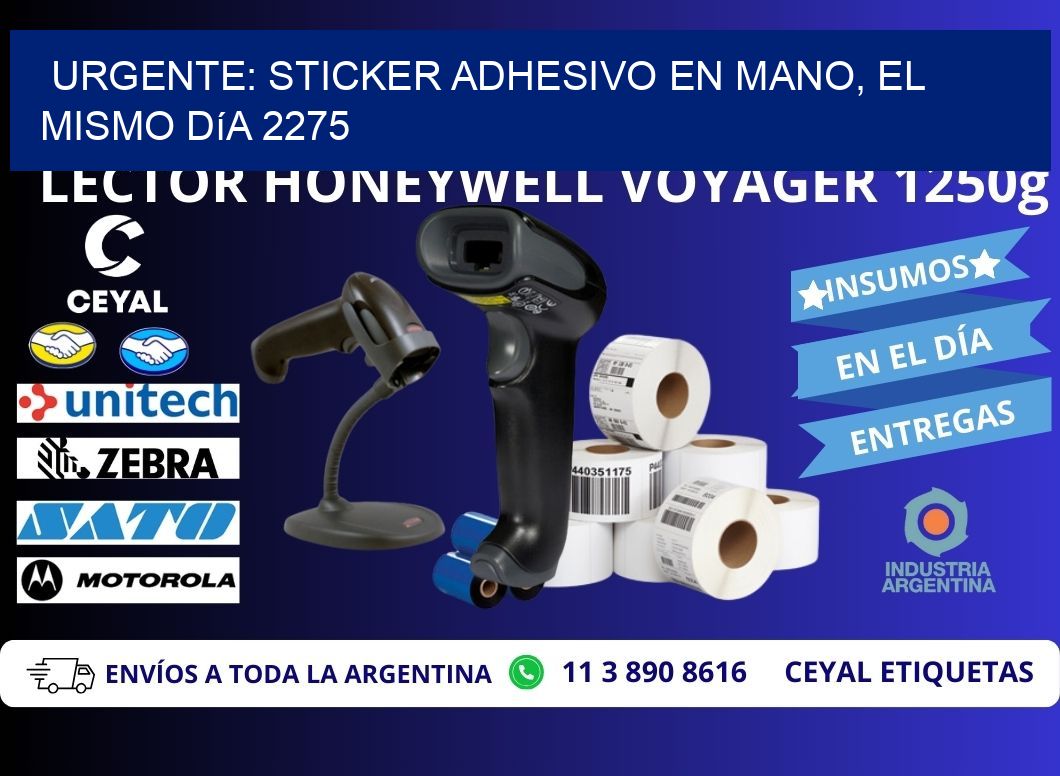 Urgente: Sticker adhesivo en Mano, el Mismo Día 2275