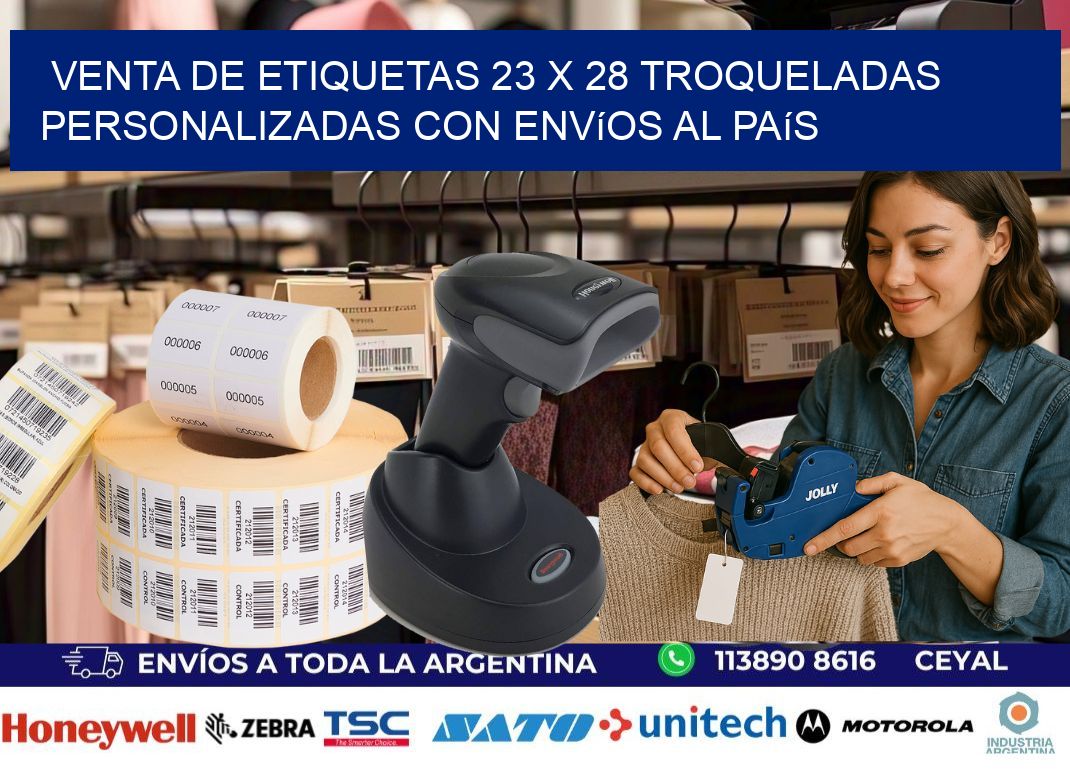 Venta de etiquetas 23 x 28 troqueladas personalizadas con envíos al país