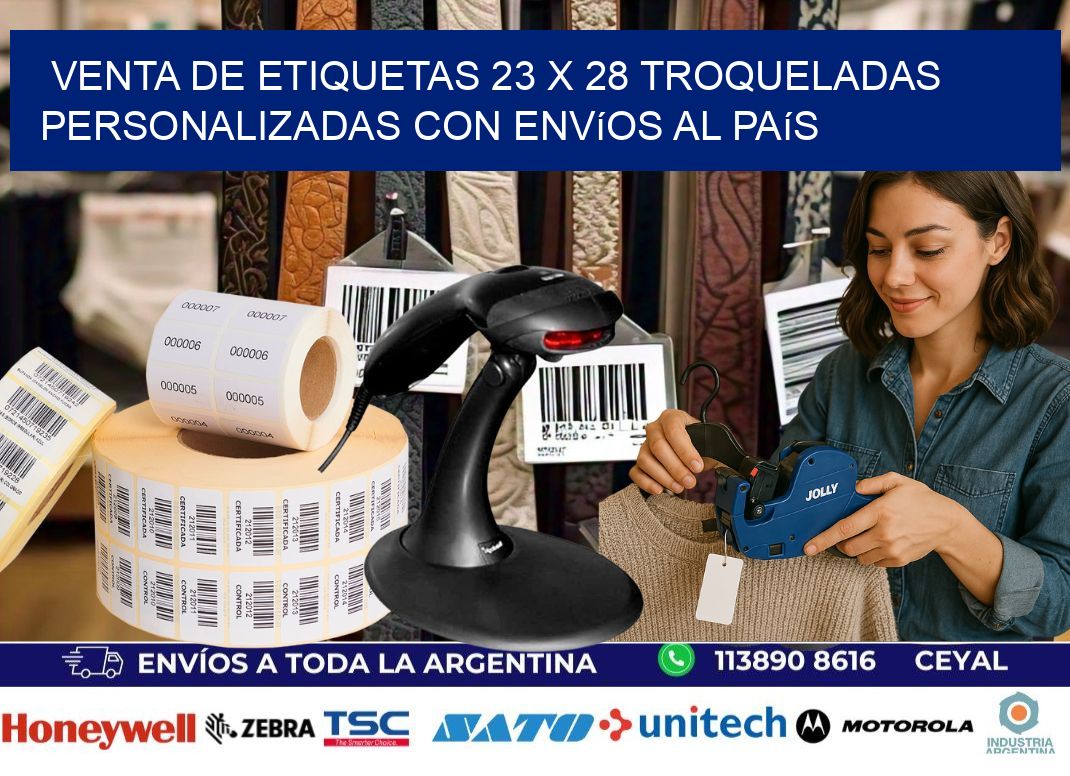 Venta de etiquetas 23 x 28 troqueladas personalizadas con envíos al país