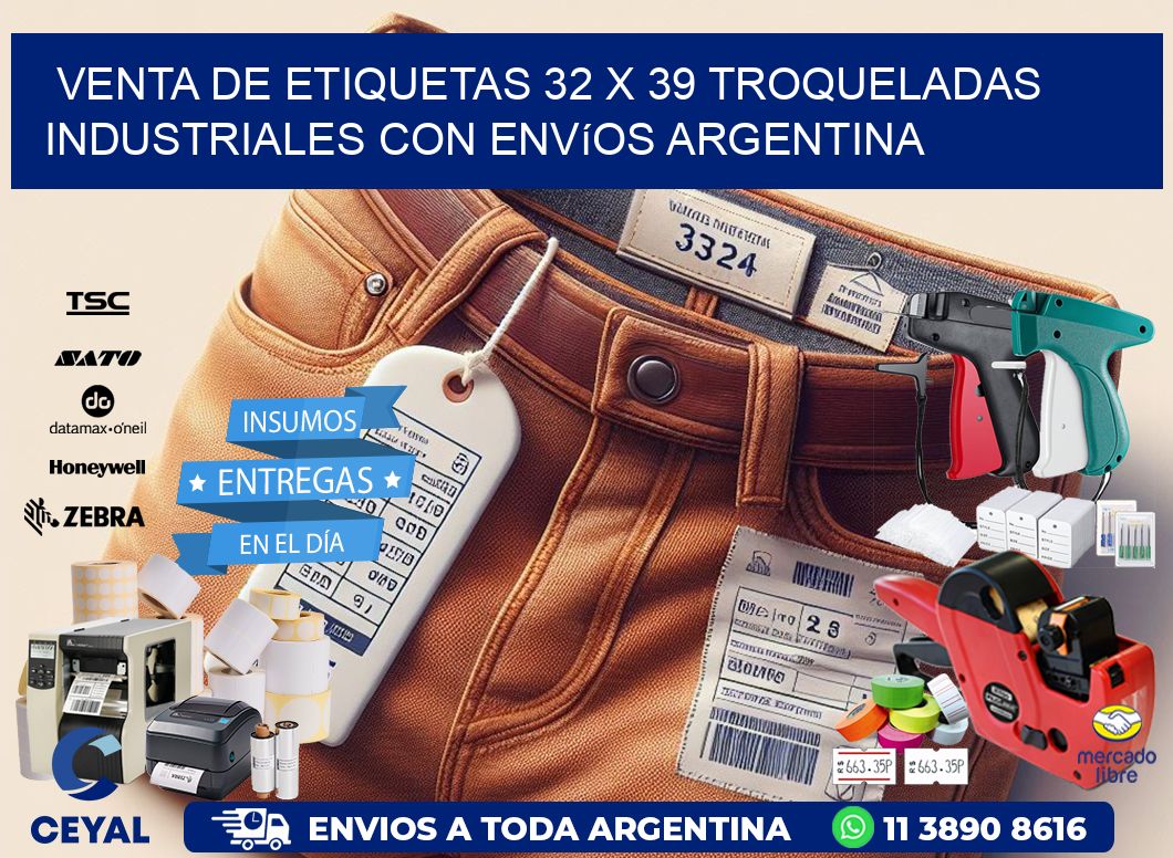 Venta de etiquetas 32 x 39 troqueladas industriales con envíos Argentina